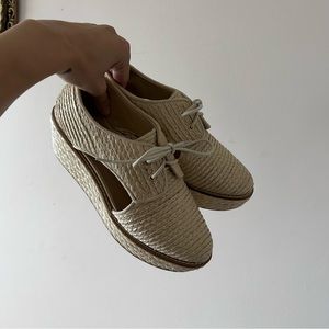 Shelleys London | Rattan Runser Woven Oxford-Style Wedges